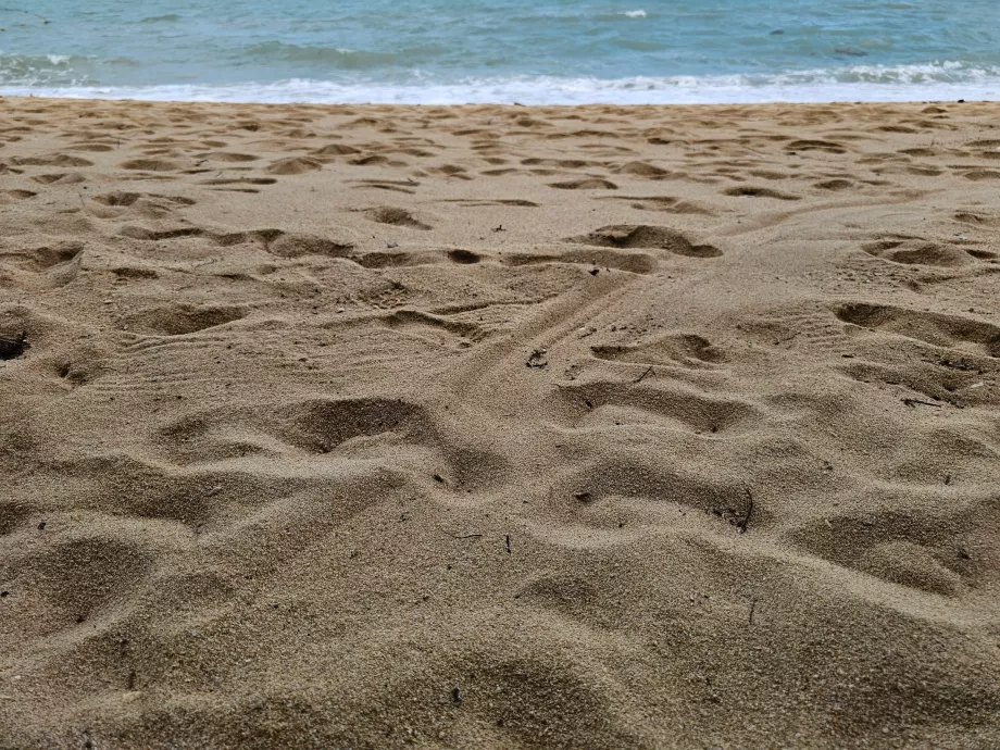 Durvább homok a szálloda strandján