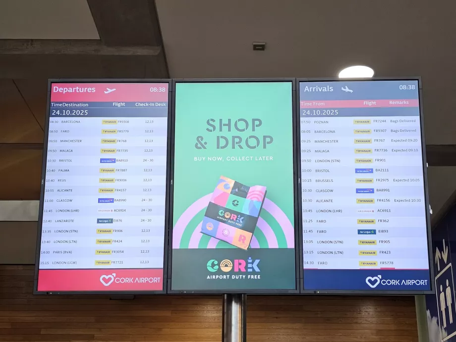 Érkezések és indulások - táblák