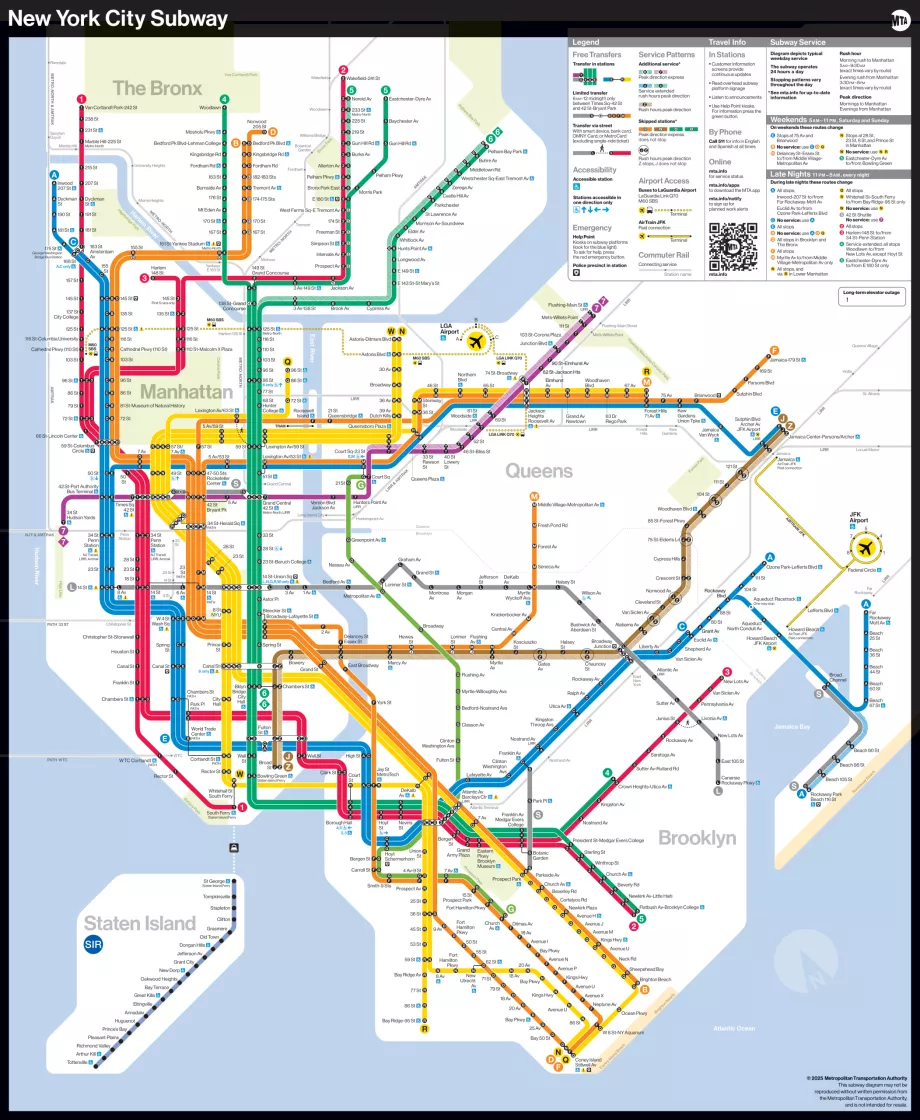 Az összes New York-i metróvonal térképe