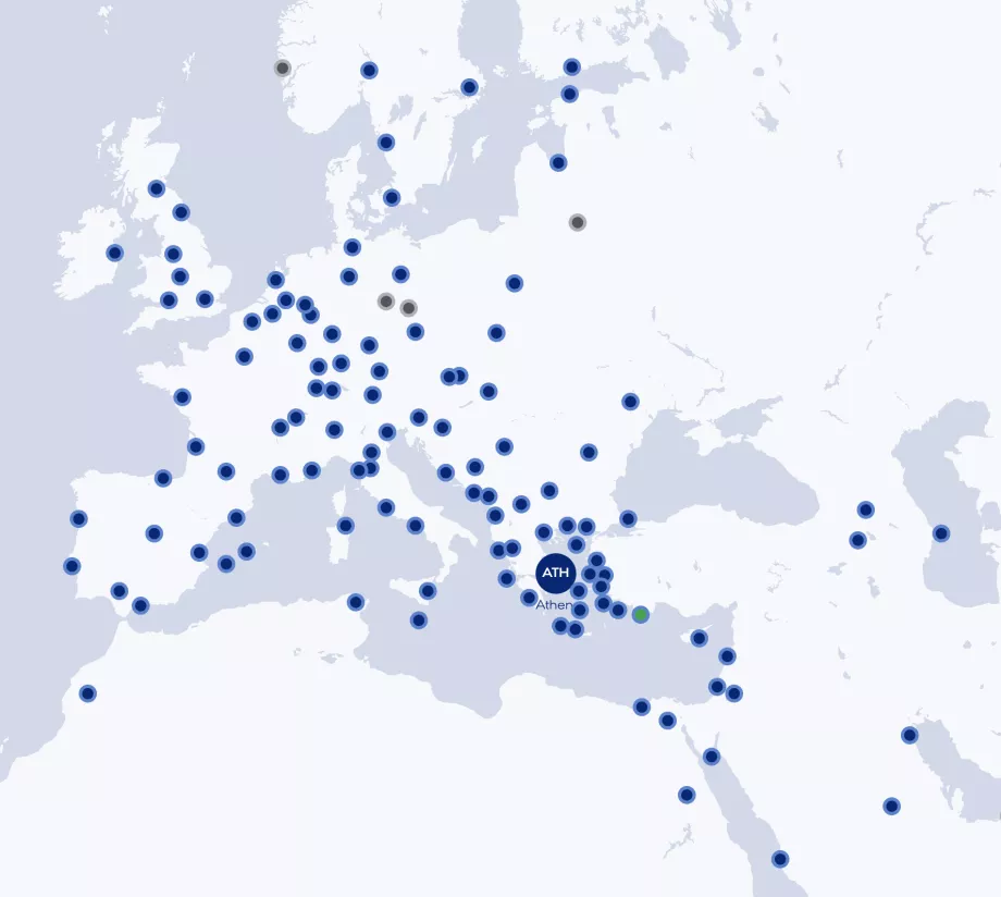 Útvonaltérkép Aegean Airlines