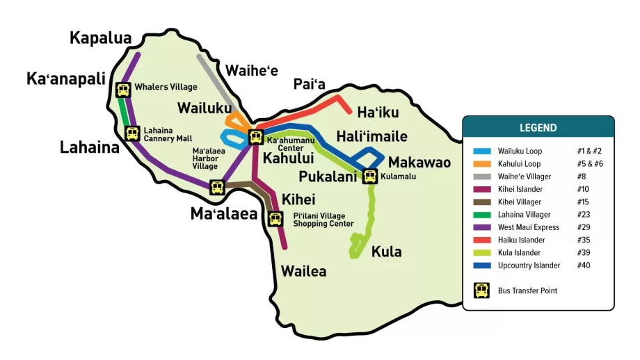 Maui busz térkép