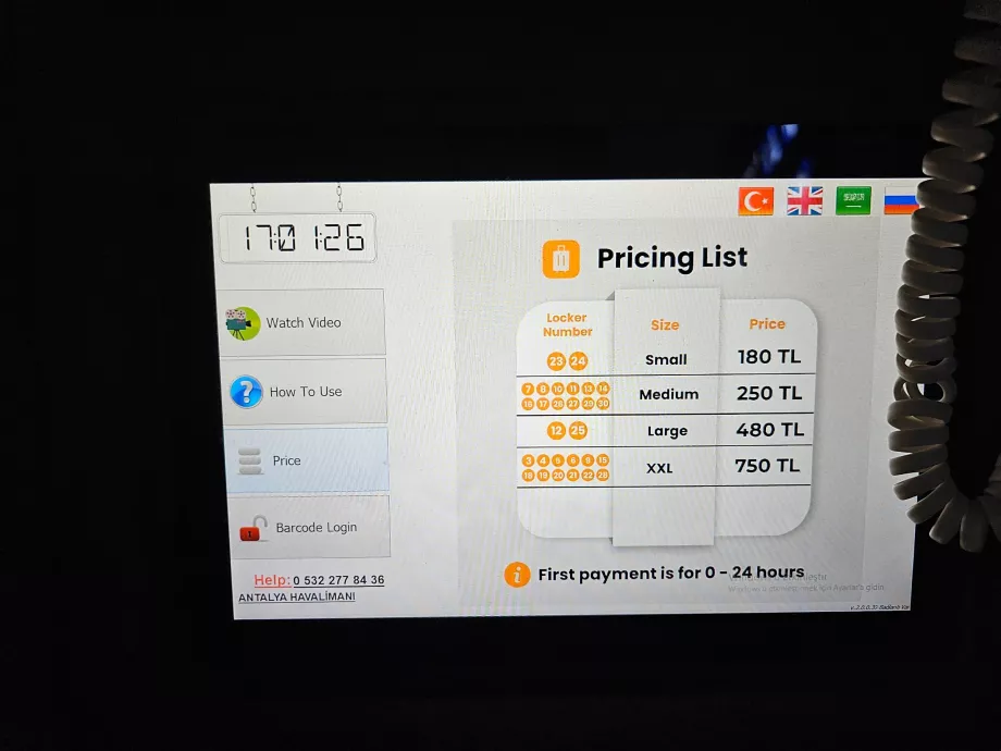 Poggyász tárolás árlista