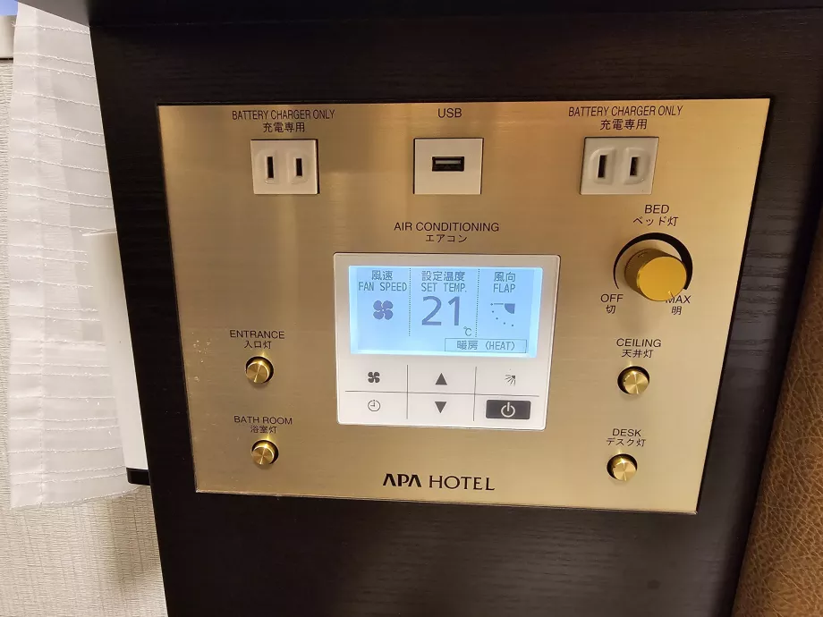 Elektromos aljzatok, USB csatlakozók és klíma az APA Hotelben