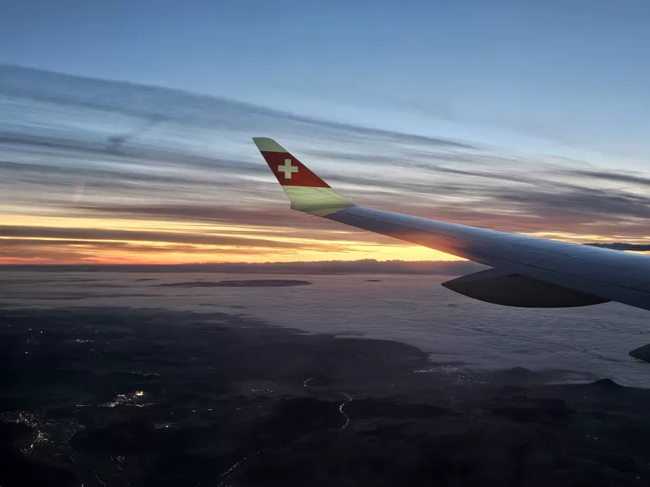 Szárny a Prága - Zürich járat alatt