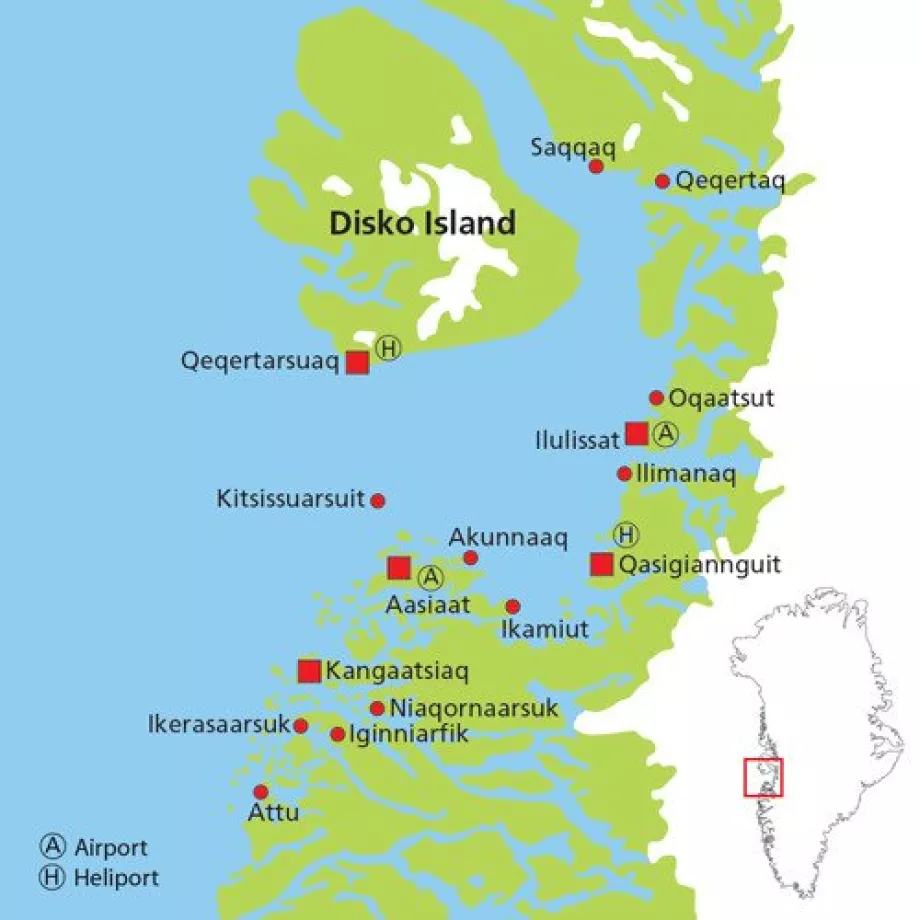 Disko Bay városok térképe