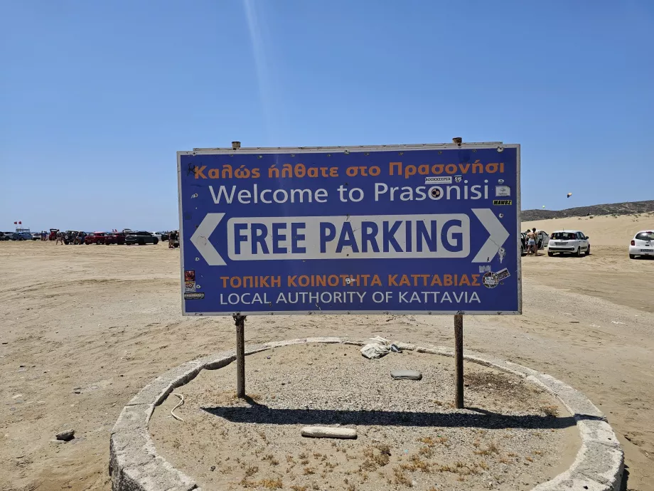 Ingyenes parkolás - Prasonisi