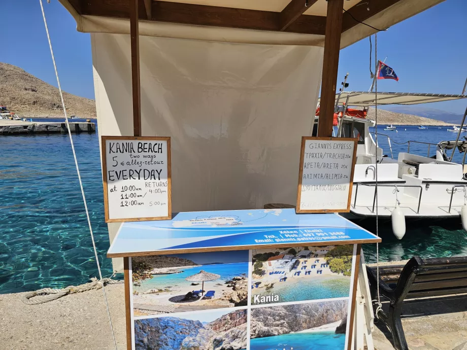 Vízitaxi a Kania strandra