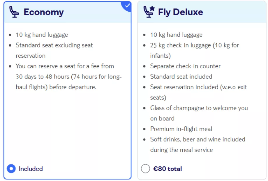 Tui fly Belgium, viteldíjak
