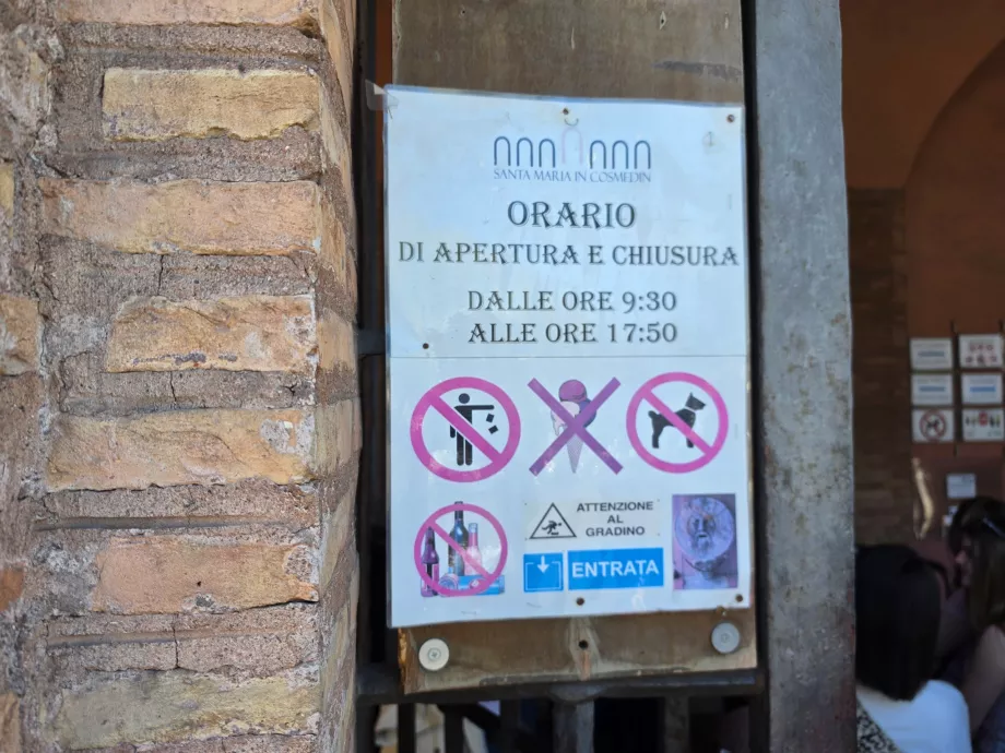 A Bocca della Verita nyitvatartási ideje