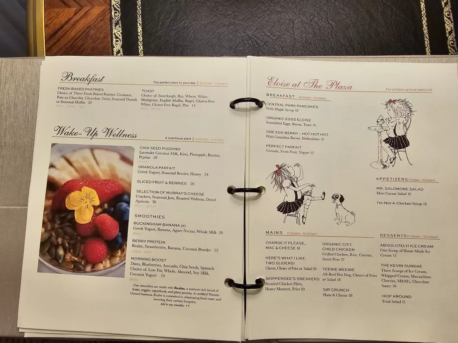 Étlap, szobaszerviz