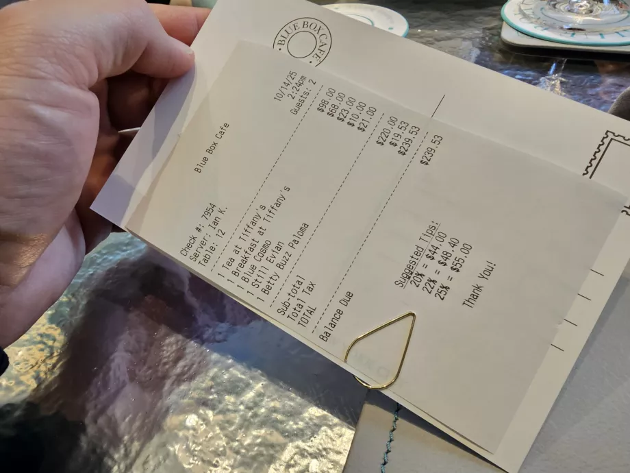 Blue Box, teljes számla