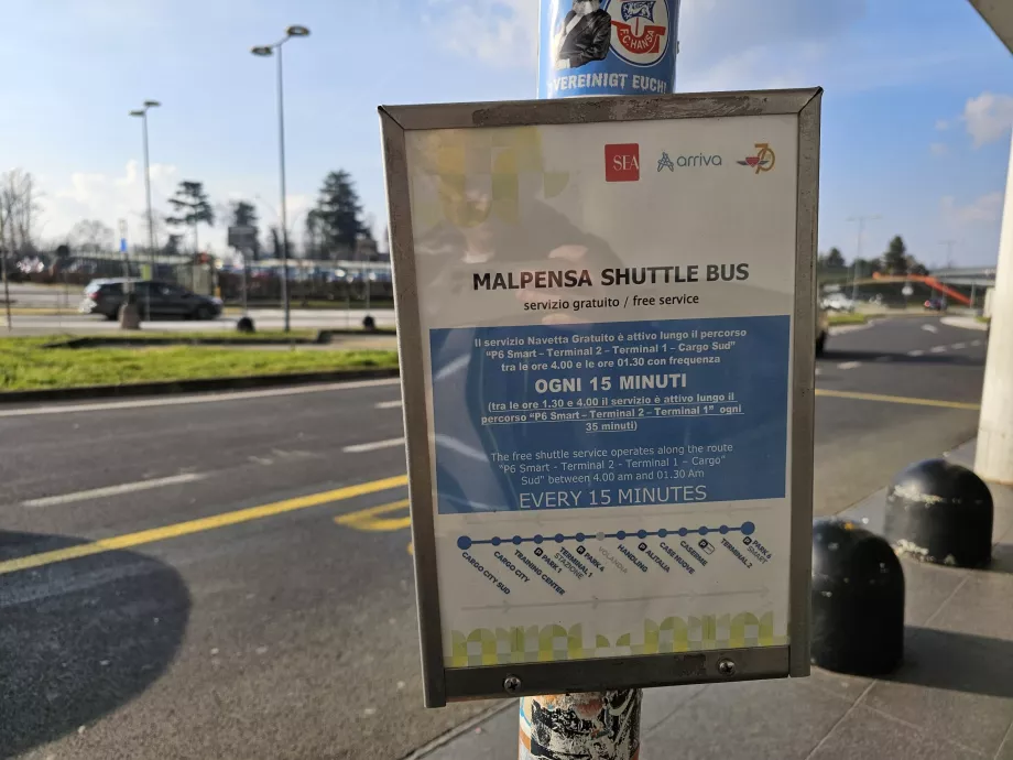 A terminálok közötti buszjáratokkal kapcsolatos információk