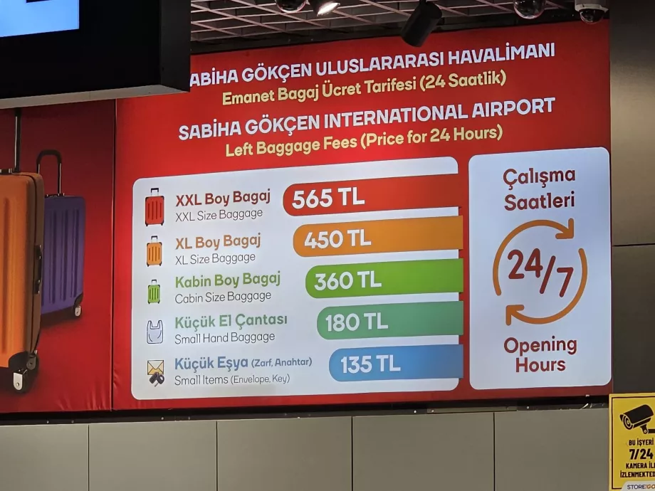 Poggyásztároló árlista, 2025 év