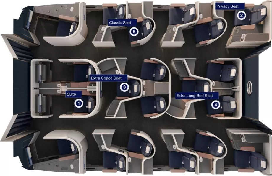 Ülőhelyek elrendezése és típusai, térkép a lufthansa.com oldalról